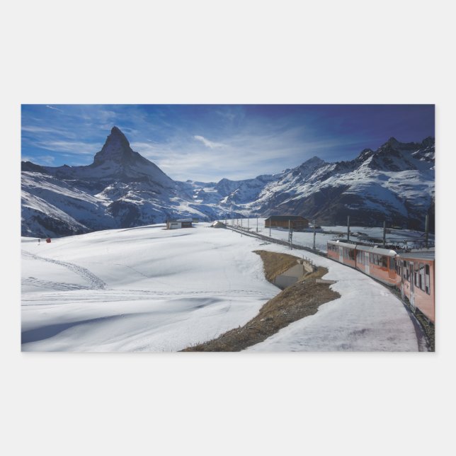 Gornergrat railway train and Matterhorn in Zermatt Sticker (Front)