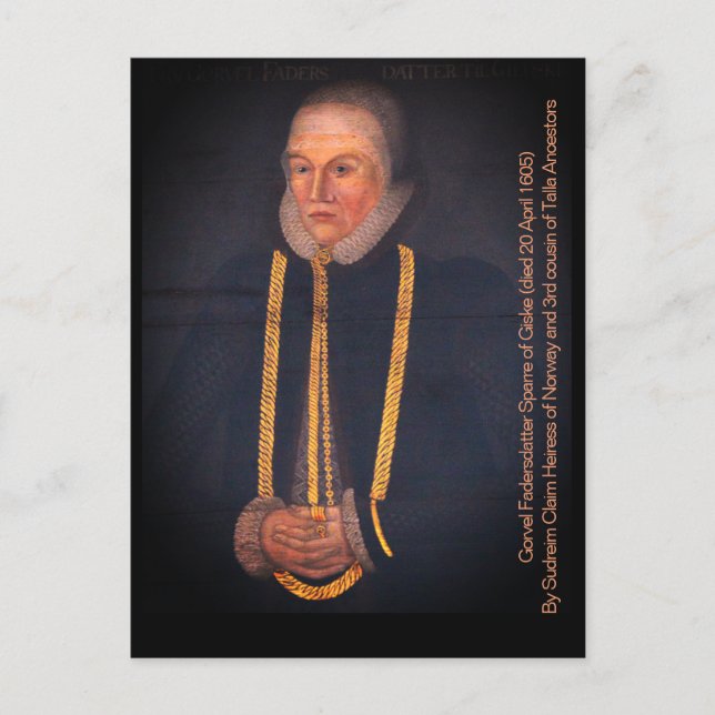 Gorvel Fadersdatter Sparre of Giske (died 1605) Postcard (Front)