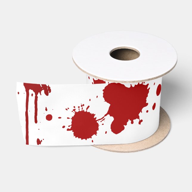 Gory Red Bloodstains Blood Spatter Satin Ribbon (Spool)