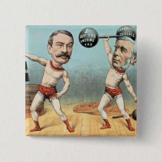 Goschen and Ritchie, the Champion Weight 2 Inch Square Button (Front)