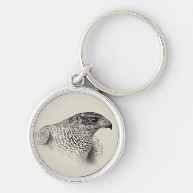 Goshawk Drawing Keychain (Front)