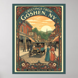 Goshen NY Main Street 1908 Vintage Style Poster