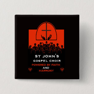 Gospel Choir Church Accessory 2 Inch Square Button