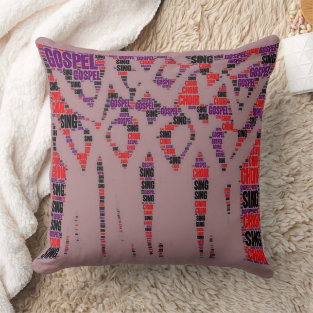 Gospel Music Choir Purple Red Throw Pillow (Blanket)