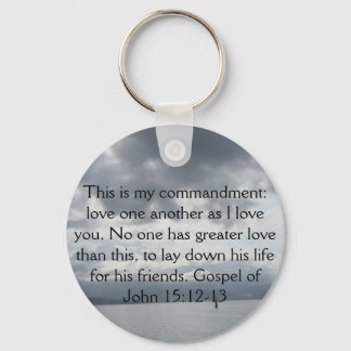 Gospel of John 15:12-13 Keychain