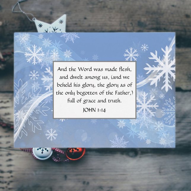 Gospel of John Light Blue Whimsical Snowflakes  Holiday Card (Creator Uploaded)