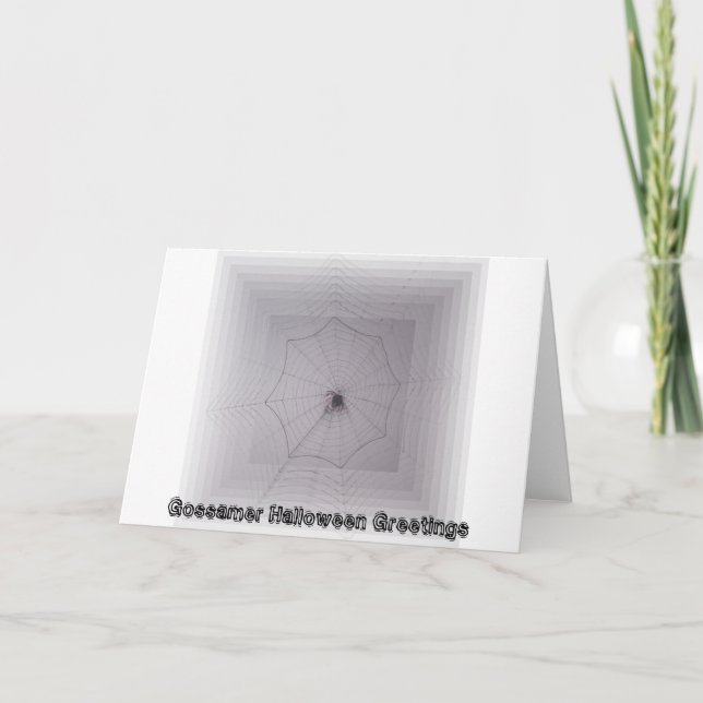 Gossamer Cute Spider on Web Halloween Greetings Card (Front)