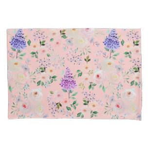 Gossamer Pink Watercolor Floral Pillowcase