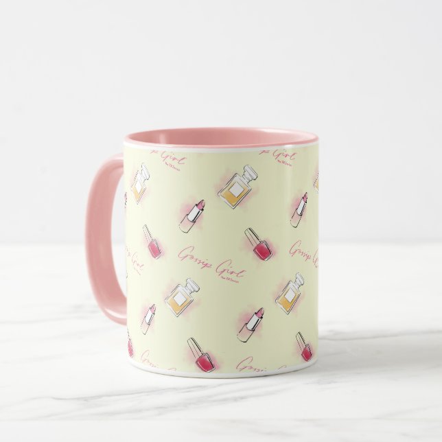 Gossip Girl Lipstick & Perfume Pattern Mug (Front Left)