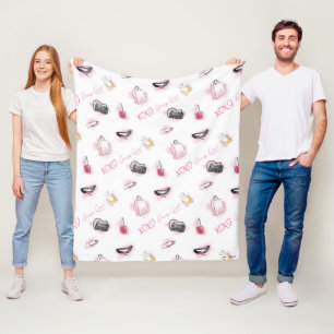 Gossip Girl Makeup Pattern Fleece Blanket
