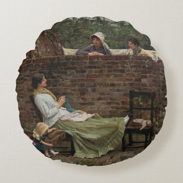 Gossip - John William Waterhouse Round Pillow (Front)