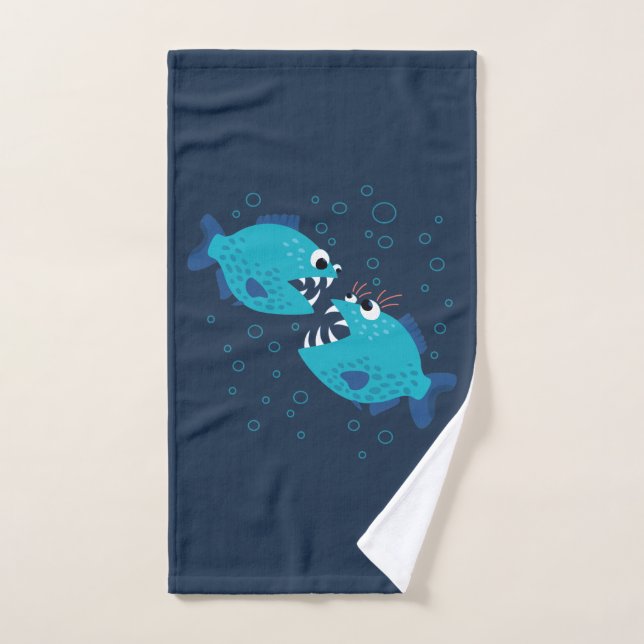 Gossiping Blue Piranha Fish Hand Towel (Hand Towel)