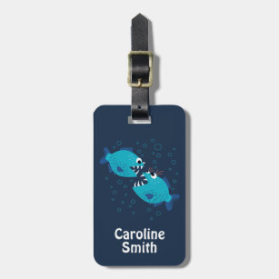 Custom Fish Fisherman Fishing Bass Luggage Tag With Name Card