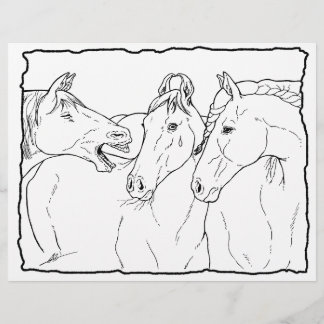 Gossiping Horses - Colouring Page.