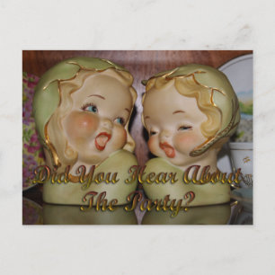 "gossipy" girls party invite postcard