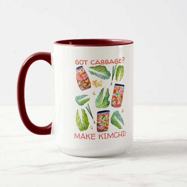 Got Cabbage? Make Kimchi Fun Spicy Watercolor Mug (Left)
