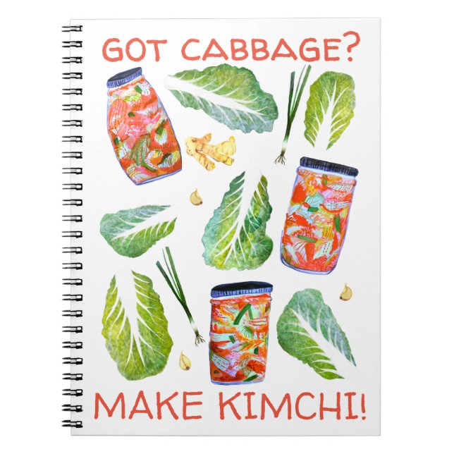 Got Cabbage? Make Kimchi Fun Spicy Watercolor Notebook (Front)