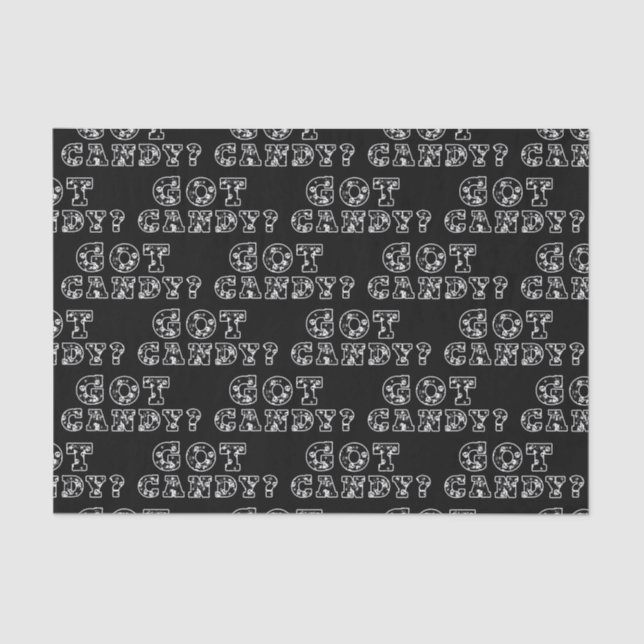 Got Candy? Black & White Skulls Halloween Tissue Paper (Front)