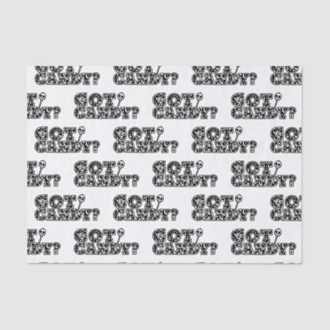 Got Candy? Black & White Skulls Sucker Halloween Tissue Paper (Front)