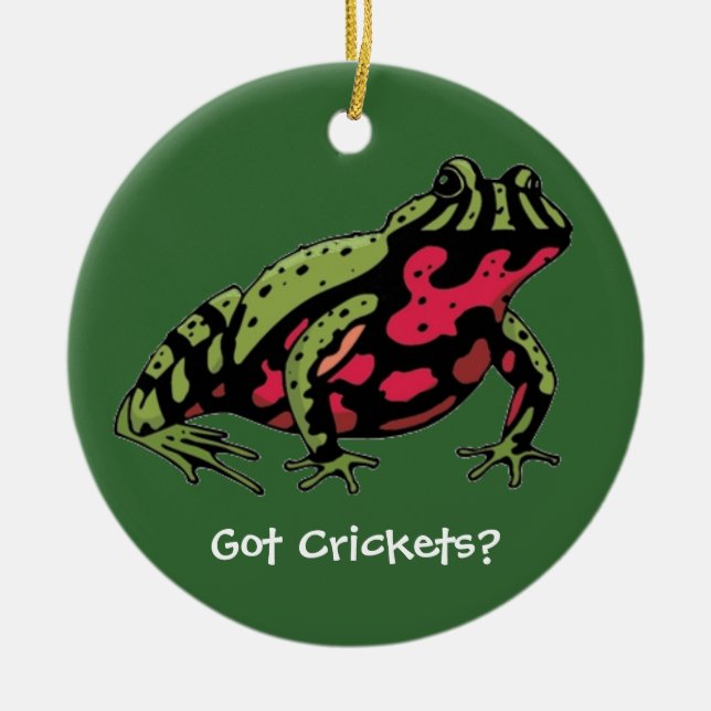Got Crickets (Fire Belly Toad) Ceramic Ornament (Front)