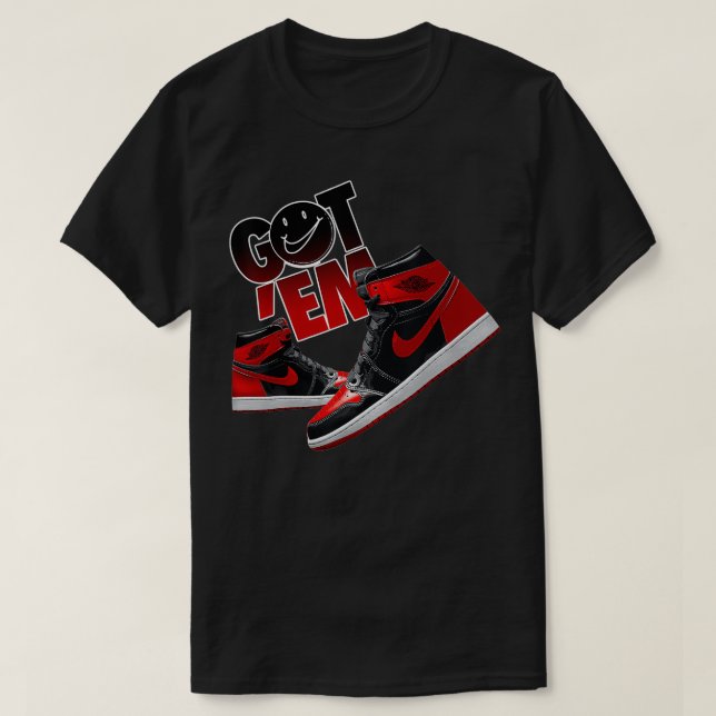 Got Em Sneaker Matching Tees 1 High OG Patent Bred (Design Front)