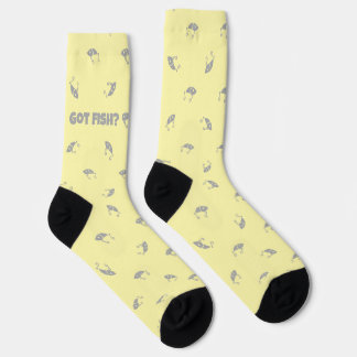 Got fish? In light yellow and grey Socks