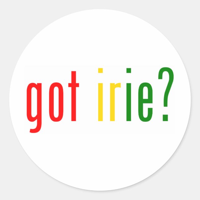 got irie? classic round sticker (Front)
