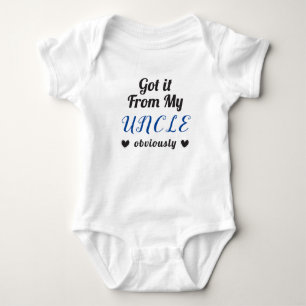 Got It From My Uncle Obviously Hearts Blue Black Baby Bodysuit