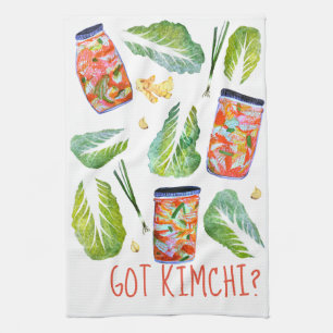 GOT Kimchi? Spicy Ingredients Watercolor Fun Kitchen Towel