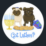 Got Latkes? Hanukkah Pug Stickers<br><div class="desc">Got Latkes? Hanukkah Pug Stickers</div>
