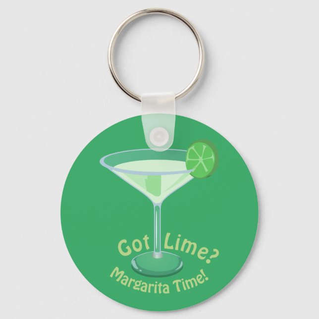 Got Lime? Margarita Time! Cocktail Slogan Keychain (Front)