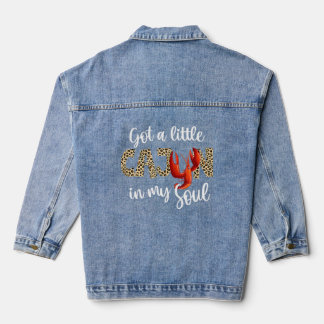 Got Little Cajun In My Soul Leopard Crawfish Boil Denim Jacket