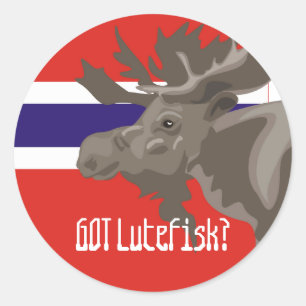 Got Lutefisk Moose elk Funny Norwegian Classic Round Sticker