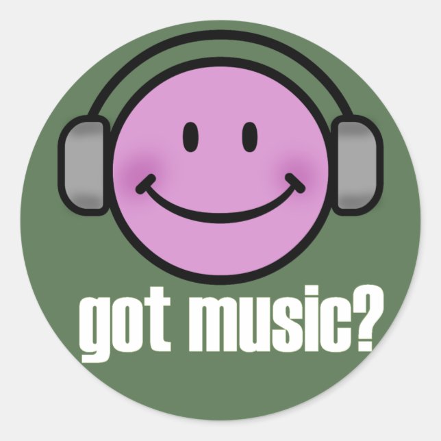 GOT MUSIC SMILE CLASSIC ROUND STICKER (Front)