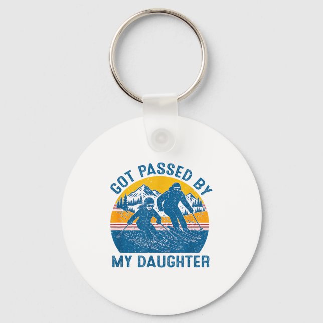Got passed by my daughter funny skiing  keychain (Front)