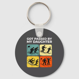 Got Ped By My Daughter Funny Retro Skiing  Keychain