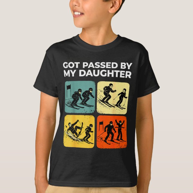 Got Ped By My Daughter Funny Retro Skiing  T-Shirt (Front)