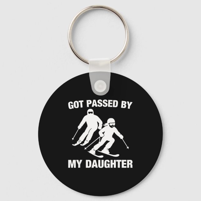 Got Ped By My Daughter Funny Skiing Family  Keychain (Front)