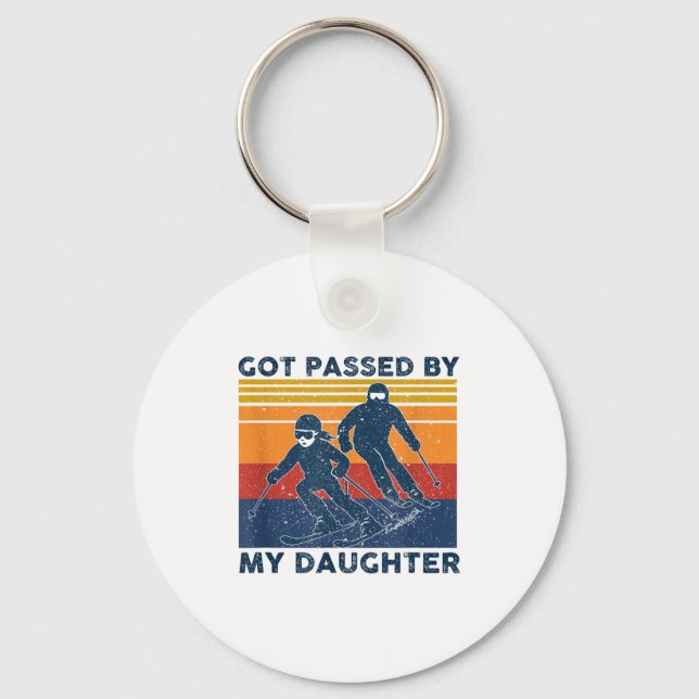 Got Ped By My Daughter Funny Skiing  Keychain (Front)