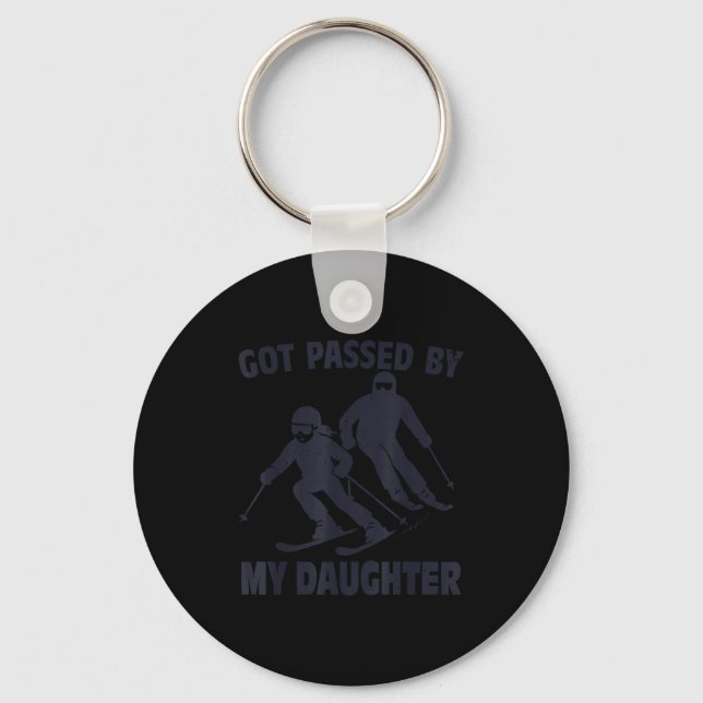 Got Ped By My Daughter Funny Skiing  Keychain (Front)