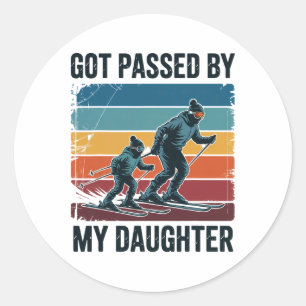 Got Ped By My Daughter Funny Skiing Retro Winter S Classic Round Sticker