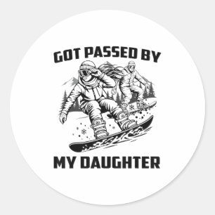 Got Ped By My Daughter Funny Skiing Ski Dad Winter Classic Round Sticker
