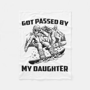 Got Ped By My Daughter Funny Skiing Ski Dad Winter Fleece Blanket
