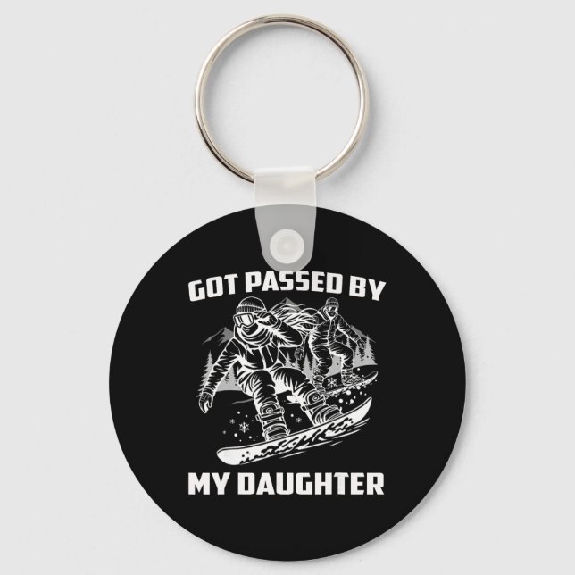 Got Ped By My Daughter Funny Skiing Ski Dad Winter Keychain (Front)