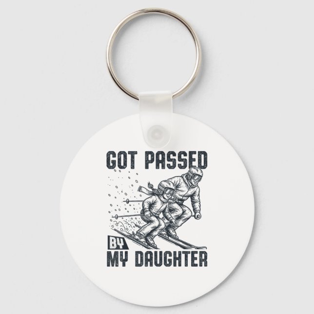 Got Ped By My Daughter Funny Skiing Ski Dad Winter Keychain (Front)
