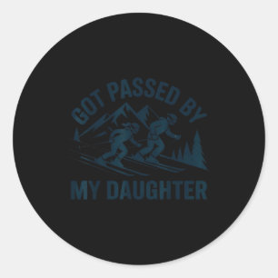 Got Ped By My Daughter Ski Dad Funny Skiing Mounta Classic Round Sticker
