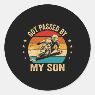 Got Ped By My Son Father Funny Ski Snow Skiing Ret Classic Round Sticker