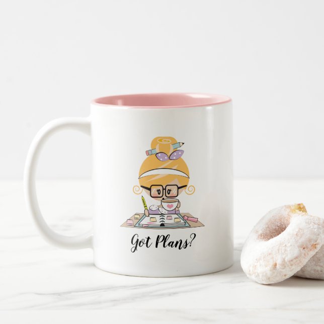 Got Plans Personalized Planner Girl Mug Blonde (With Donut)