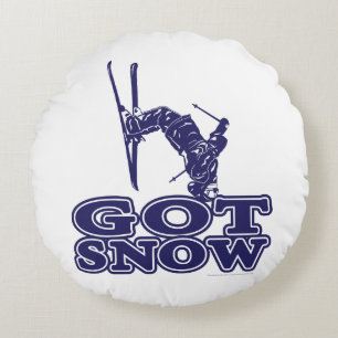 Got Snow Snow Skier Round Pillow