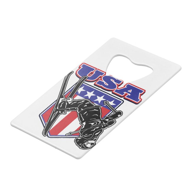 Got Snow Snow Skier Wallet Bottle Opener (Front Angled)